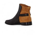 New Men’s Ankle High Two Tone Leather Suede Boot, Designer Buckle Boot