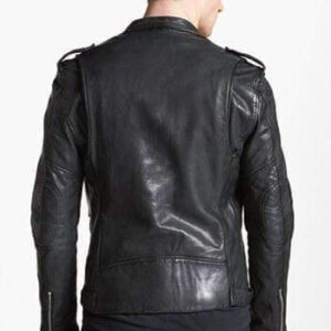 New Men's Black Belted Buckle Zip Up Leather - leathersguru