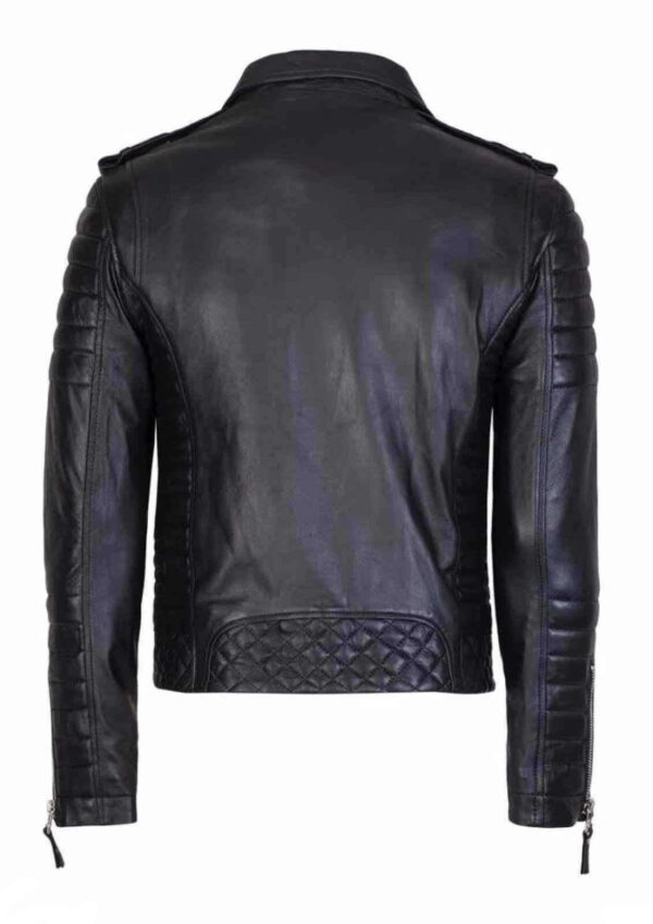 Men's Genuine Lambskin Leather Jacket Black Slim fit Biker jacket - leathersguru