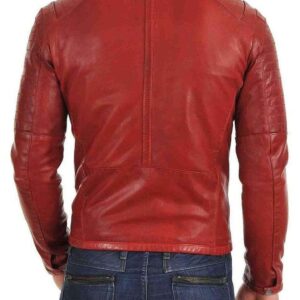 Men's Genuine Lambskin Leather Jacket Red Slim fit Motorcycle jacket - leathersguru