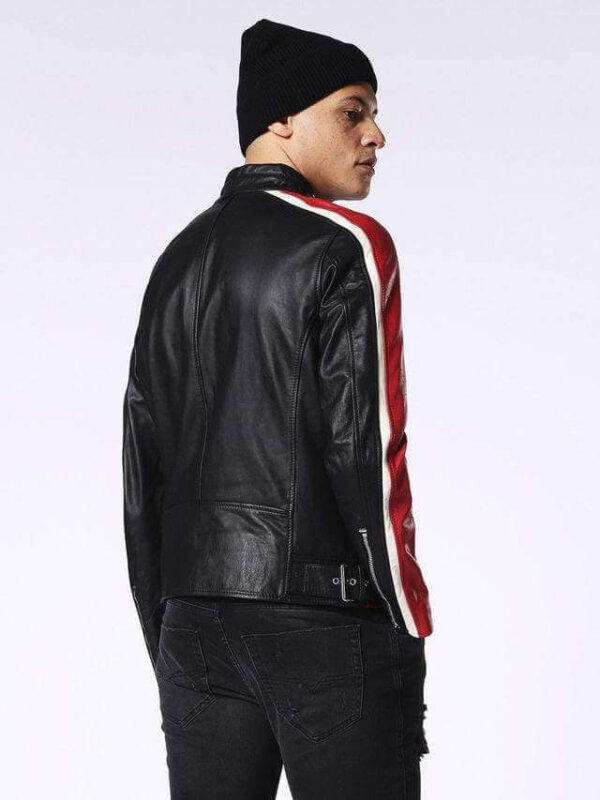 Men's Genuine Leather Jacket Multi-color Black white red Slim fit Biker - leathersguru