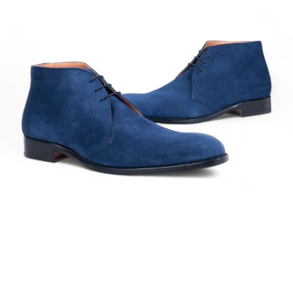 New Men’s Handmade Blue Color Half Ankle Suede Chukka Lace Up Boot