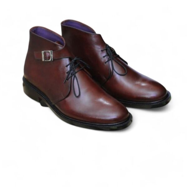 New Men's Stylish Cordovan Color Leather Boot, Classic Boot,Buckle Boot