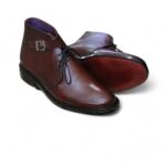 New Men's Stylish Cordovan Color Leather Boot, Classic Boot,Buckle Boot