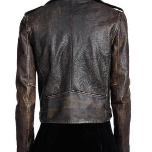 Women Cafe Racer Biker Distressed Brown Vintage Real Leather Jacket - leathersguru