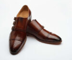 Bespoke Brown Cap Toe Shoes Triple Monk Straps Leather Shoe, Men Shoes,Dress Shoes - leathersguru