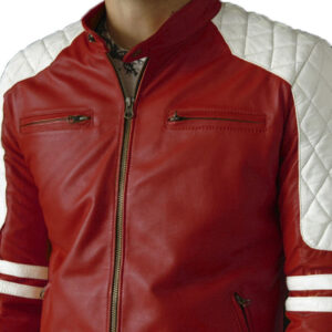 New Fight Club Celebrity Lambskin Leather Biker Quilted Jacket For Men