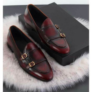 New Handmade Classic Two Shaded Double Buckle Style Fashion Leather Shoes