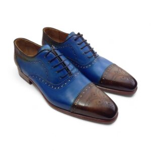 New Handmade Men Two Tone Leather Shoes, Men Cap Toe & Brogue Leather Shoes