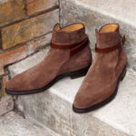 Handmade Brown Jodhpurs Suede Ankle High Boots For Men's - leathersguru