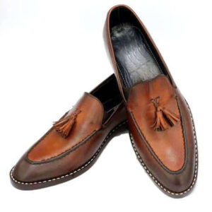 New Handmade Vintage Tessel Leather Shoes, Men Wedding Loafer Shoes Slippers