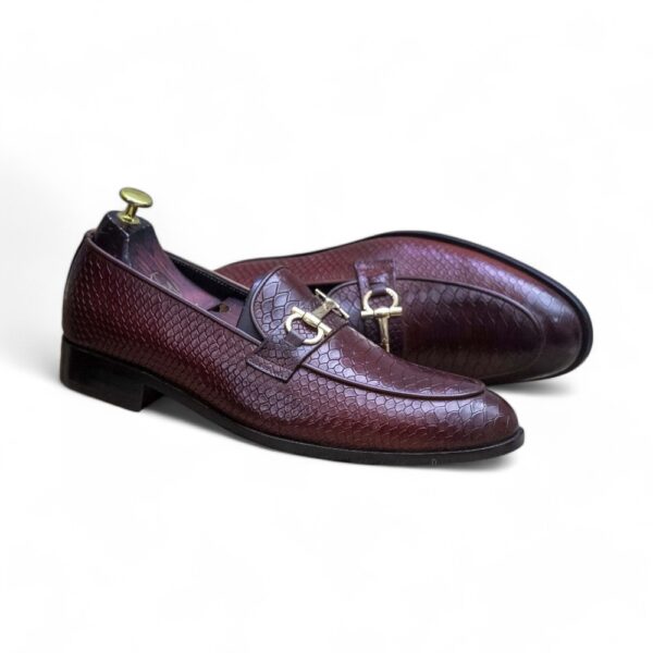 New Men’s Cordovan Python Leather Shoes, Hand Painted Slip On Loafer Shoes