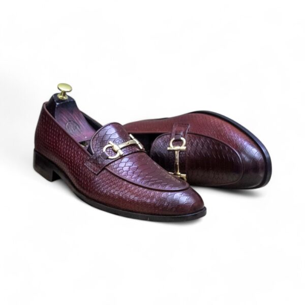 New Men’s Cordovan Python Leather Shoes, Hand Painted Slip On Loafer Shoes