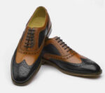 Men's Leather Wing Tip Brogue Brown Black Shoes - leathersguru