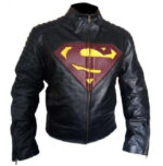 New Customized Men's Handmade Black Leather Red Super Man Style Biker Leather Jacket - leathersguru