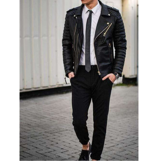 Desperado Men's Black Biker Style Motorcycle Real Classic Cowhide Leather Jacket - leathersguru