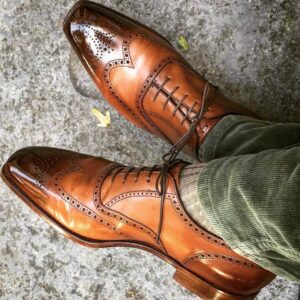 Bespoke Brown Leather Wing Tip Brogue Shoes - leathersguru