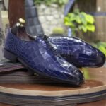 Men's Handmade Goodyear Welted Alligator Print Whole Cut Leather Shoes