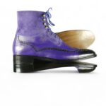 Purple Ankle High Leather Boot For Men's