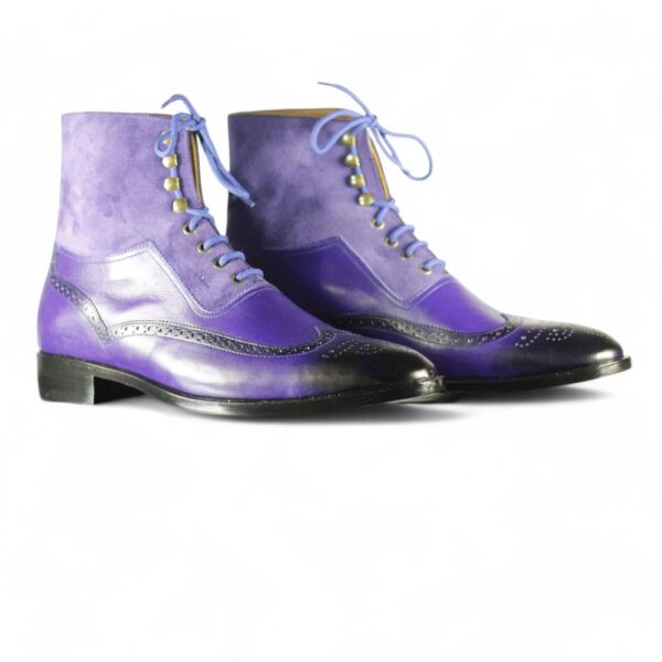 Purple Ankle High Leather Boot For Men's