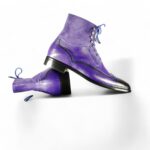 Purple Ankle High Leather Boot For Men's