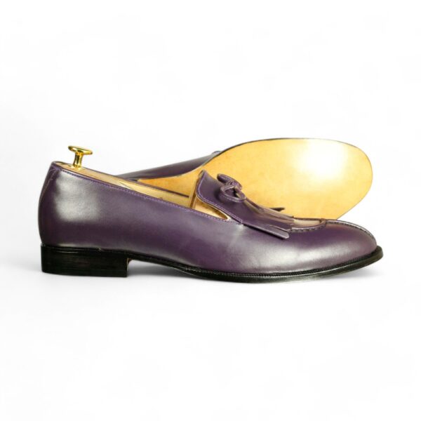 Purple Penny Loafer Leather Fringe Shoes Handmade Men's Stylish Shoes