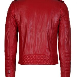 Red Quilted Leather Biker Jacket Perfect Re Product Casual Jacket - leathersguru