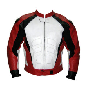 Red and White Racing Biker Motorbike Leather Jacket Motorcycle Leather Jacket CE