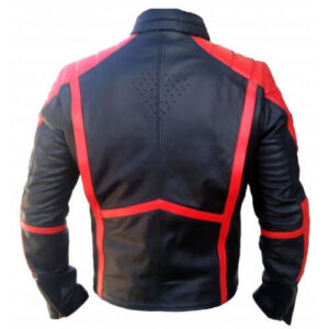 SUPERMAN MOVIE MENS LEATHER JACKET, CLASSIC BLACK & RED