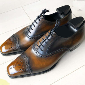 Bespoke Two Tone Leather Lace Up Shoes - leathersguru