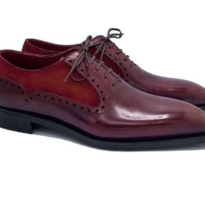 Handmade Burgundy Leather Suede Lace Up Shoe - leathersguru