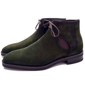 Stylish Chelsea Green Suede Lace Up Boot For Men's