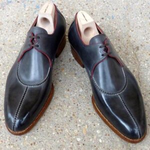 Handmade Men's Gray Leather Split Toe Shoes - leathersguru