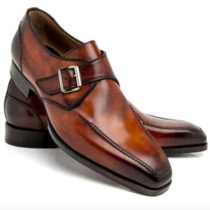 Bespoke Brown Square Toe Shoes Monk Straps Leather Shoe, Men Shoes,Dress Shoes - leathersguru