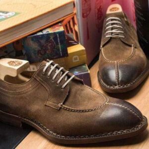 Men's Leather Suede Brown Split Toe Oxford Shoes - leathersguru