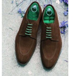Handmade Men's Brown Suede Lace Up Split Toe Shoes - leathersguru