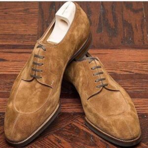 Men's Suede Brown Split Toe Shoes - leathersguru