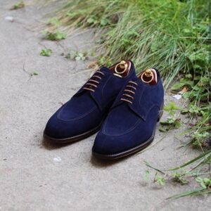 Handmade Men's Suede Blue Split Toe Shoes - leathersguru