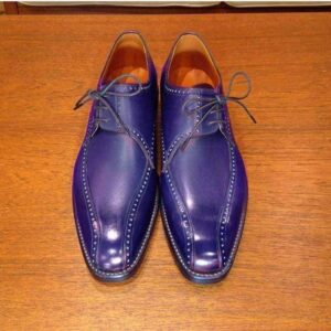 Handmade Purple Stylish Derby Lace Up Leather Shoes - leathersguru