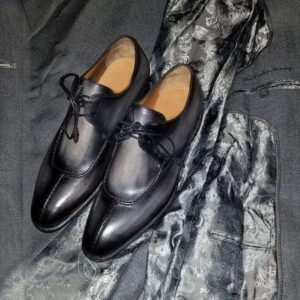 Handmade Men's Gray Leather Split Toe Shoes - leathersguru