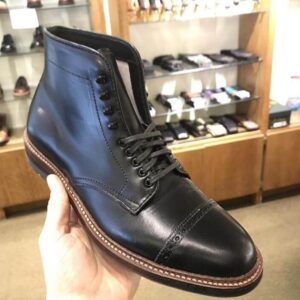 Handmade Men's Black Leather Cap Toe Lace Up Ankle Boot - leathersguru