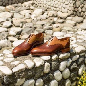 Men's Leather Tan Brown Cap Toe Shoes - leathersguru