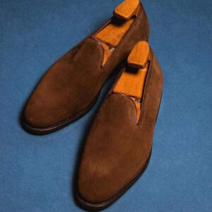 Men's Suede Loafers Shoes, Men's Dark Brown Moccasin Slip On Derby Shoes - leathersguru