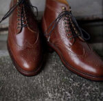 Handmade Men's Ankle High Leather Brown Wing Tip Lace Up Boot - leathersguru
