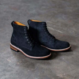 Handmade Men's Ankle High Black Suede Lace Up Boot - leathersguru