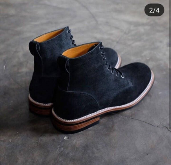 Handmade Men's Ankle High Black Suede Lace Up Boot - leathersguru
