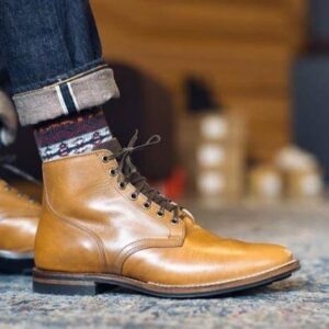 Handmade Men's Ankle High Tan Leather Boot - leathersguru