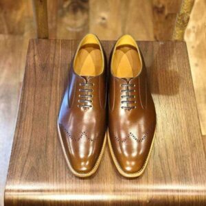 Handmade Men's Brown Leather Lace Up Shoes - leathersguru