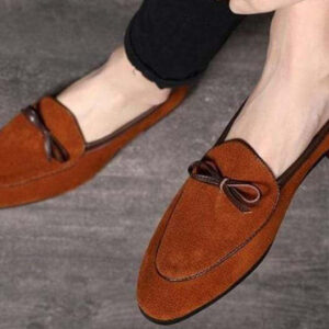 Handmade Men's Tan Moccasin Slip Suede Loafers - leathersguru