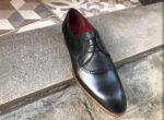 Handmade Men's Black Leather Derby Lace Up Shoe - leathersguru